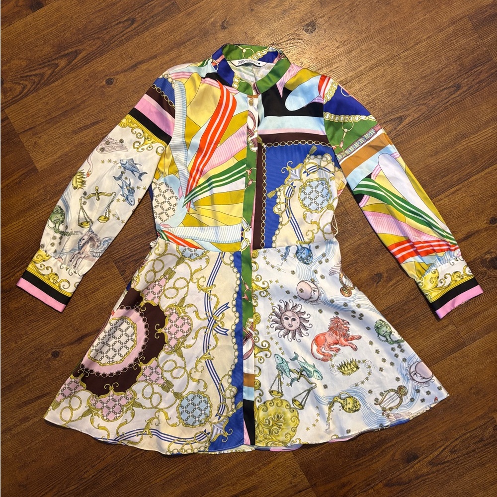 Zara Zodiac Long-Sleeve Mini Dress